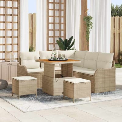 vidaXL - Tuinbank - Set - 8 - st - 7-Aantal - zitplaatsen - Beige - en - Crème