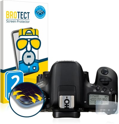 BROTECT - Screenprotector voor Canon EOS 77D (Schouderdisplay) - Folie Beschermfolie matte volledig dekking 2 Stuks