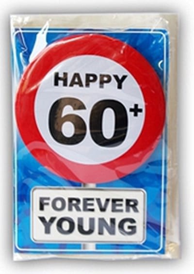 Verjaardagskaart 60 jaar - Happy Birthday - met cadeau button - Verjaardag wenskaart