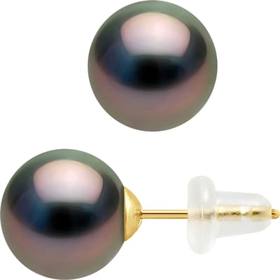 Stud Earrings Tahitian Parels Rond 89mm Yellow Gold