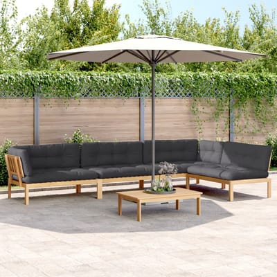 vidaXL - 5-delige - Loungeset - pallet - met - kussens - massief - acaciahout
