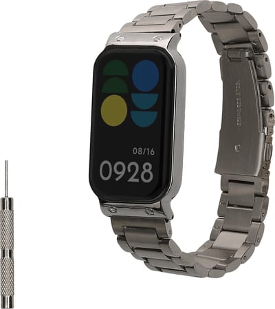 kwmobile Vervangend horlogebandje geschikt voor Xiaomi Smart Band 8 Active / Redmi Band 2 - 14 - 22 cm RVS horloge bandje - zilver