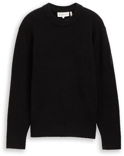 Tom Tailor Denim - Bouclé gebreide trui - Maat XL - Black