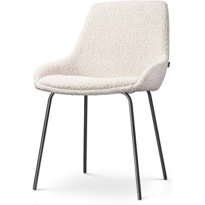 Nolon Nora-Isa Eetkamerstoel Bouclé Beige - Stof - Zwart Onderstel - Design - Scandinavisch - Comfortabel