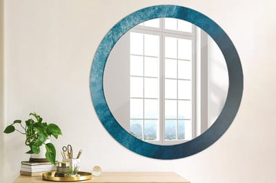 Coloray Bedrukte Spiegel - Abstracte kunst Spiegel Met Print - 80 cm - Blauw Bedrukte Spiegel - Spiegel Met Print - Wandspiegel Met Print - Wandspiegel Decoratieve Print