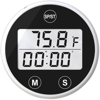 Temperatuurmeter ijsbad - Drijvende thermometer - Water temperatuur meten - Met timer alarm - 4.5 cm - Zwart