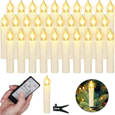 40 LED-kerstkaarsen met afstandsbediening, timer, dimbaar, draadloos, kerstboomkaarsen voor decoratie en bruiloft