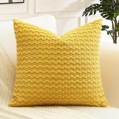 SnelShoppen - Decoratieve Corduroy Kussenhoes met Pompoms 60x60 cm, Super Zacht Boho Gestreept Kussen voor Sofa, Slaapkamer en Auto, Set van 1