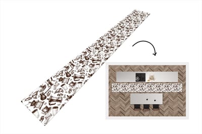 Keukenloper - Keukenmat - Koffie - Croissant - Patroon - 400x50 cm - Keuken vloerkleed