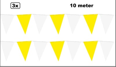 3x Vlaggenlijn geel/wit 10 meter - Meerkleurig - vlaglijn festival blok vlaglijn thema feest festival verjaardag landen