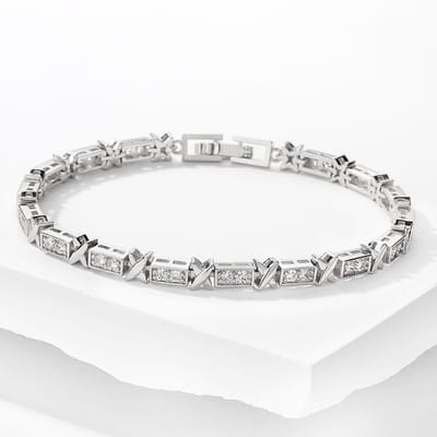 18K vergulde X-vormige armband met volledige zirkonia voor dames Hoge kwaliteit Kruis Niche Design Luxe Bruiloftsfeest Sieraden white