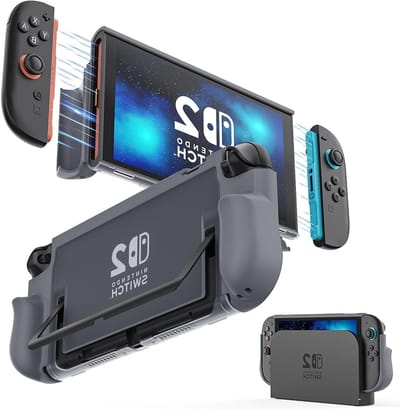 Dockable Beschermhoes voor Nintendo Switch 2 (2025) met Snelle Joy-Con Ontkoppeling, Schokbestendig en Krasbestendig Ontwerp, TPU en PC Materialen, Grijs