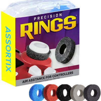 Assortix® Precision Rings - Aim Rings - Ps4 Ps5 Xbox - Zwart, Blauw, Grijs & Rood - Set 5 Verschillende Rings - Soft tot Hard