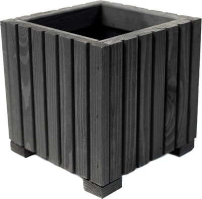 Houten bloembak | Plantenbak | Bloempot 25 x 25 x 25 cm | Kruidenpot | Bloempot met kunststof inzetstuk | Waterdicht | Zwart