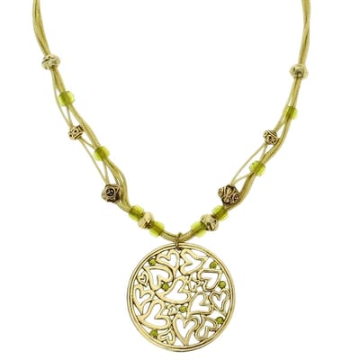 Behave - Ketting - Goudkleur - Groene Kristallen Hanger - 41 cm