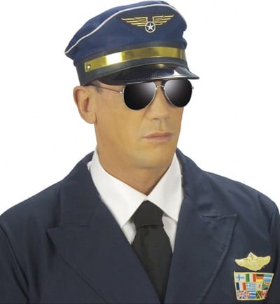 Widmann Pilotenpet - blauw - volwassenen - one size - vlieger pet - kapiteinspet - pilotenhoed - verkleedpet piloot