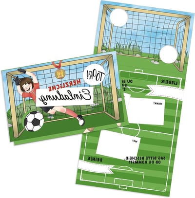 Uitnodigingskaarten - Verjaardagskaarten - Kinderfeest organiseren - Voetbal thema - 12 stuks - Multicolor