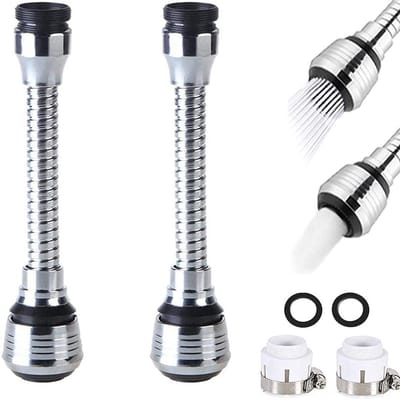 Allecto - Verstelbare Tap Beluchter - 360 ° Swivel - Ideaal voor Keuken en Badkamer - Zilver - Kraan Spray Head - Inclusief Adapter