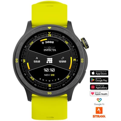Invicta I-Tech 2 ITECH-002 Herenhorloge - Smartwatch Uurwerk - Roestvrij Staal met Zwarte Wijzerplaat - 45 mm