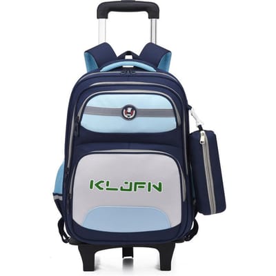 Kinder Cartoon Schooltas Basisschoolleerlingen Traplopen Grote Capaciteit Dubbel Doel Stille Afneembare Trekstang Tas white