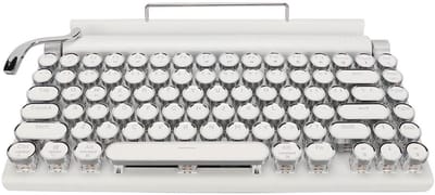 Retro Mechanical Bluetooth Gaming Keyboard met Blue Switch - 83 Toetsen - Wit