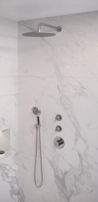 Brauer Chrome Edition thermostatische inbouw regendouche SET 06 met 30 cm douchekop en plafondarm en staaf handdouche en doucheslang en wandaansluitbocht chroom