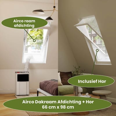 Airco Dakraam Afdichting met Hor – 66 x 98 cm – Geschikt voor Inbouw Velux: FK04 (GGL 204, f04)| Fakro/Optilight: Maatcode 03 | Luxtra: F6A - Slang Afsluiten – Afdichting Raamafdichtingskit