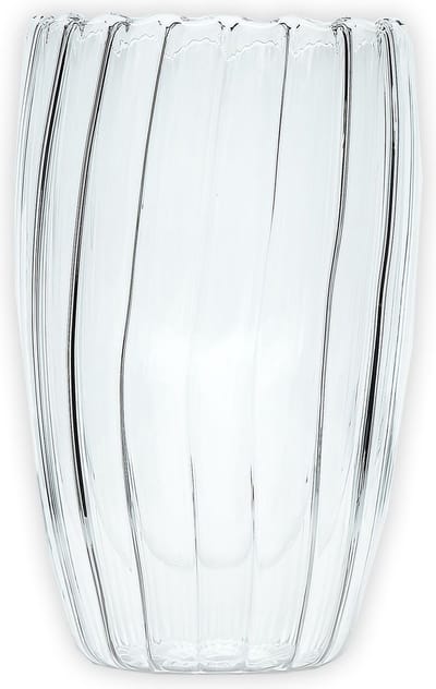 Intirilife dubbelwandig thermoglas - Gestreepte stijl - 350 ml inhoud - Mondgeblazen geïsoleerd voor latte macchiato, als theeglas of koffieglas met handvat