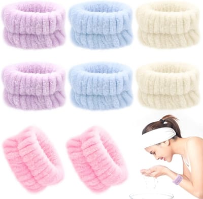 Herbruikbare Absorbente Armbanden voor Make-up Verwijderen en Gezichtsreiniging, Set van 8, Ideaal voor SPA en Schoonheidsverzorging voor Vrouwen en Meisjes