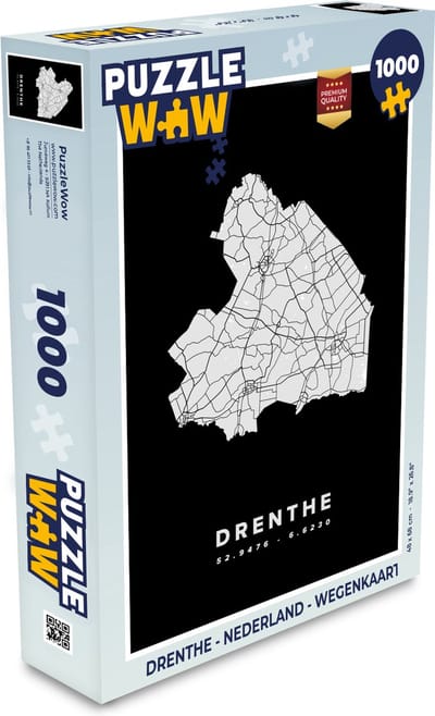Puzzel Drenthe - Nederland - Wegenkaart - Legpuzzel - Puzzel 1000 stukjes volwassenen
