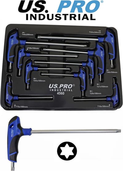 Professionele Torx sleutelset met T-handvat in plastic inlay 9-delig