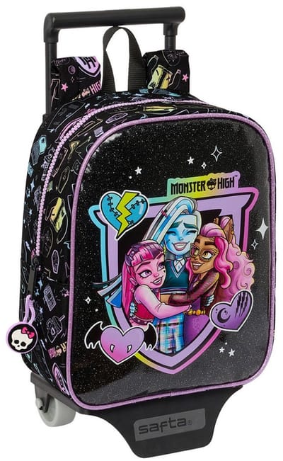 Schoolrugzak met Wielen Monster High Zwart 22 x 27 x 10 cm