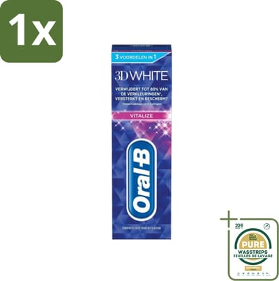 1 x Oral-B - 3D White Vitalize - Tandpasta - Whitening - 75 ml- Tandpasta Whitening - Tanden Versterken - Glazuur Beschermen - Tanden Verkleuren - Stralende Lach