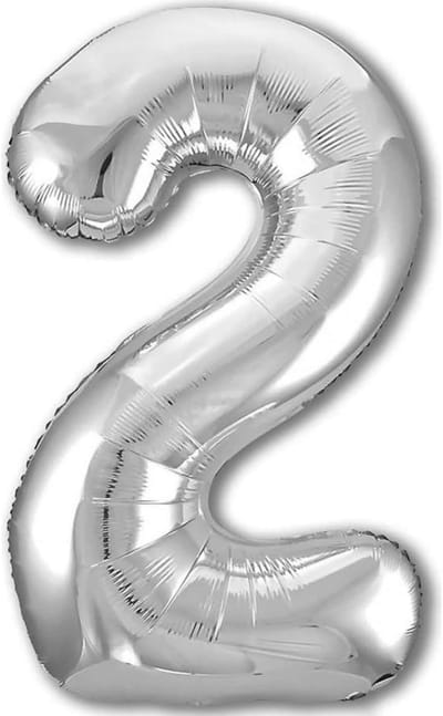 Verjaardag Folieballon - Ballon Nummer 2 - Feest Versieren - XXL Gigantisch Formaat - 100 cm - Zilver