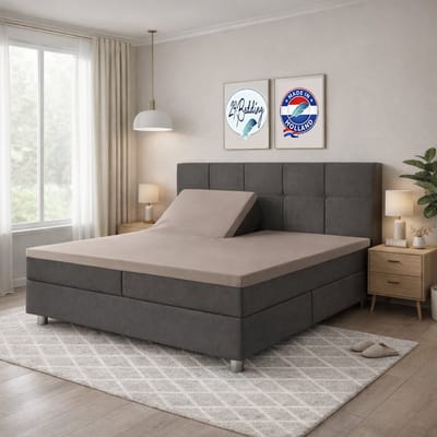 24-Bedding Splittopper Hoeslaken 160x200 cm Taupe - 100% Percaline Katoen - Verkoelend Splittopper Hoeslaken