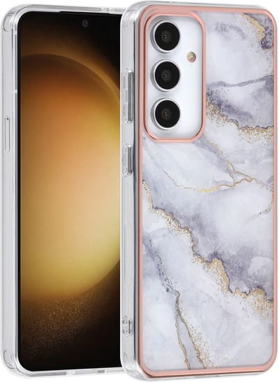 Multimedia & Accessoires Siliconen Marmer Harde Back Cover Case Hoesje geschikt voor Samsung Galaxy S24 – TPU – Harde Plastic – Wit