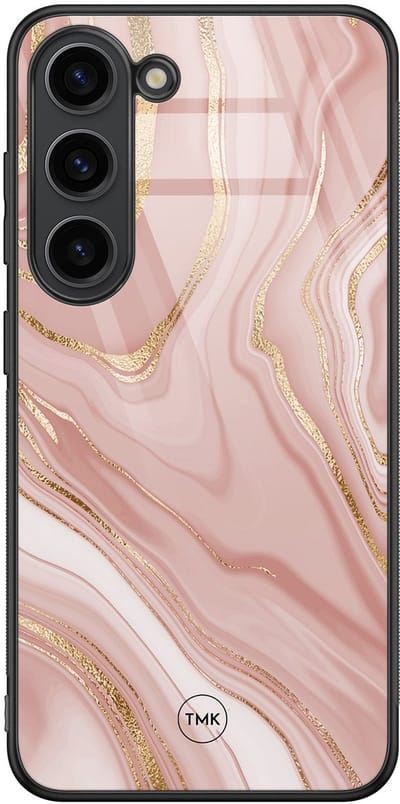 Hoesje geschikt voor Samsung Galaxy S23 - Rose marble - Roze - TPU luxe case (glossy toplaag) - Marmer - Hardcase backcover zwart