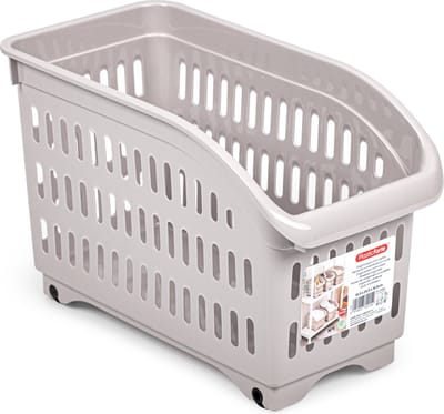 Plasticforte opberg Trolley Container - roze - op wieltjes - L30 x B15 x H18 cm - kunststof - opslag box/bak - 8 liter