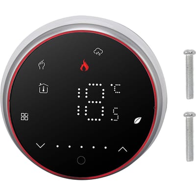Programmeerbare Thermostaat Elektrische Verwarming Ronde Basis 13mm Verzonken Paneel LED Display Draadloos zwart