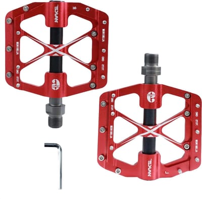 Fiets Pedalen - Platte Fiets Pedalen - Fietsen Buiten - 3 Lagers Aluminium - 9/16 Inch - Rood