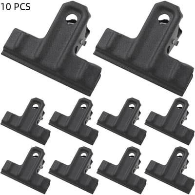 10 stuks - zwarte metalen clips - grote scharnierclips - stevige fotoclips - voor tekenbord, kantoor en keuken - geschikt voor foto's, voedselverpakkingen, documenten, enz - zwart - 5.5×4.3cm