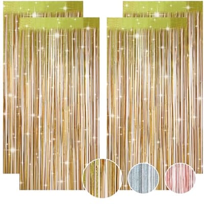 Glitter gordijnen set van 4 in goud - feestdecoratie voor bruiloften, verjaardagen en nieuwjaar