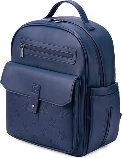 Brisby Venezia Slijtvaste Rugtas - Rugzak - Geschikt voor 14 inch laptop - Laptopvak - Waterafstotend - PU Leer - Blauw