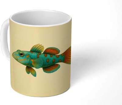 Mok - Koffiemok - Vis - Blauw - Stippen - Schubben - Mokken - 350 ML - Beker - Koffiemokken - Theemok