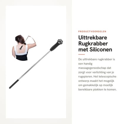 Dailygoods- Rugkrabber Uittrekbaar - Massage Apparaat - Roestvrij Staal - Siliconen - Telescopisch - 62,5 cm Uitbreidbaar - Massageapparaat