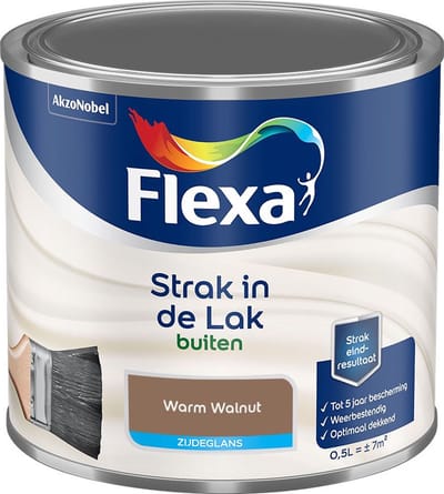 Flexa - Strak In De Lak Buitenlak Zijdeglans - Warm Walnut - Mengverf - 500 Ml