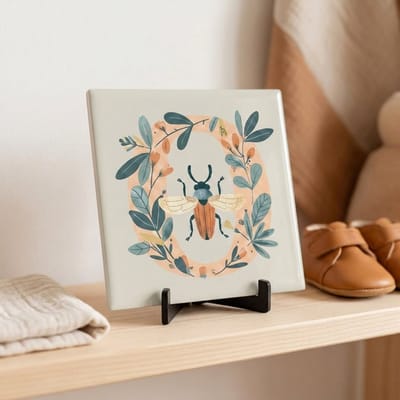 Tegeltje | Alfabet | Bosdiertjes | Baby | Letter O | Glans afwerking | Inclusief gratis standaard | 15 x 15 cm | Fotofabriek