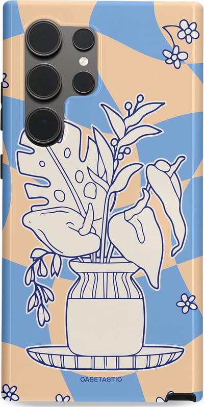 Casetastic Hoesje Geschikt voor Samsung S24 Ultra - Stijlvolle Beschermende Duo-layer Case - Bosje vol blauw