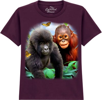 Gorilla Orangutan Jungle Buddies The Coloured House T-shirt 4XL