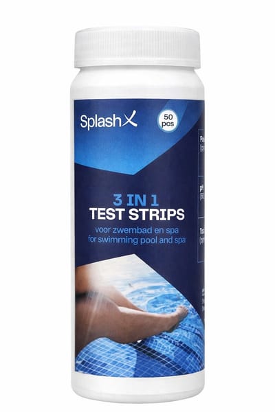 Splash-X 3-in-1 teststrips - 50 stuks - vrij chloor - pH - alkaliteit - teststrips voor zwembad, spa & hottub
